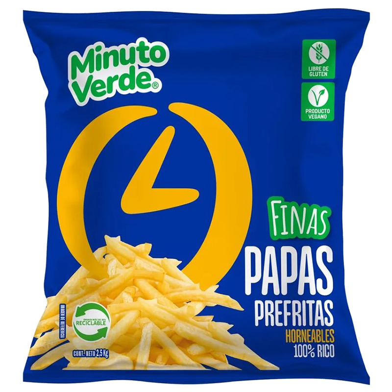 Papas prefritas finas Minuto verde 2.5 kl