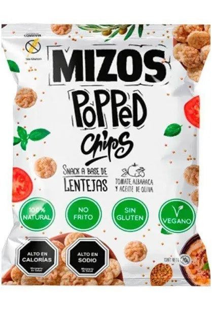 Mizos Lentejas Popped Chips Lentejas Tomate Albahaca Mizos 20 Gr